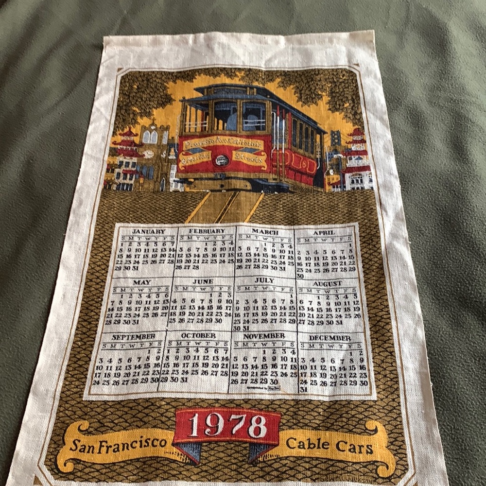 1978 San Francisco Cable Cars hanging calendar.  Approximately 17 x 29.